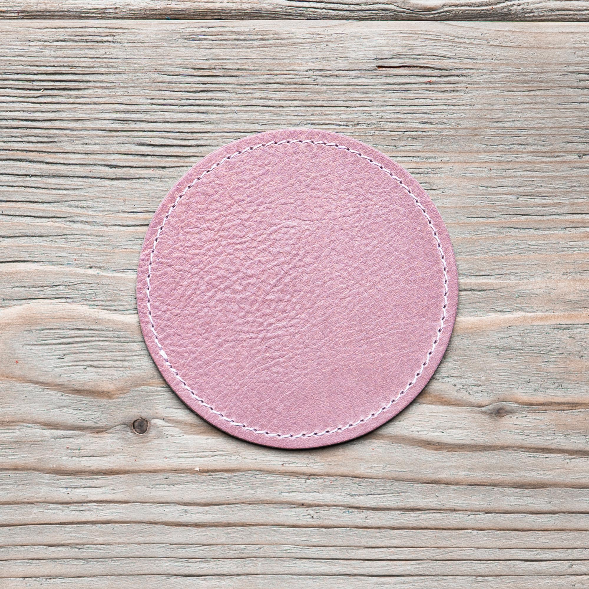 Produktbild Glasuntersetzer Leder rund rosa