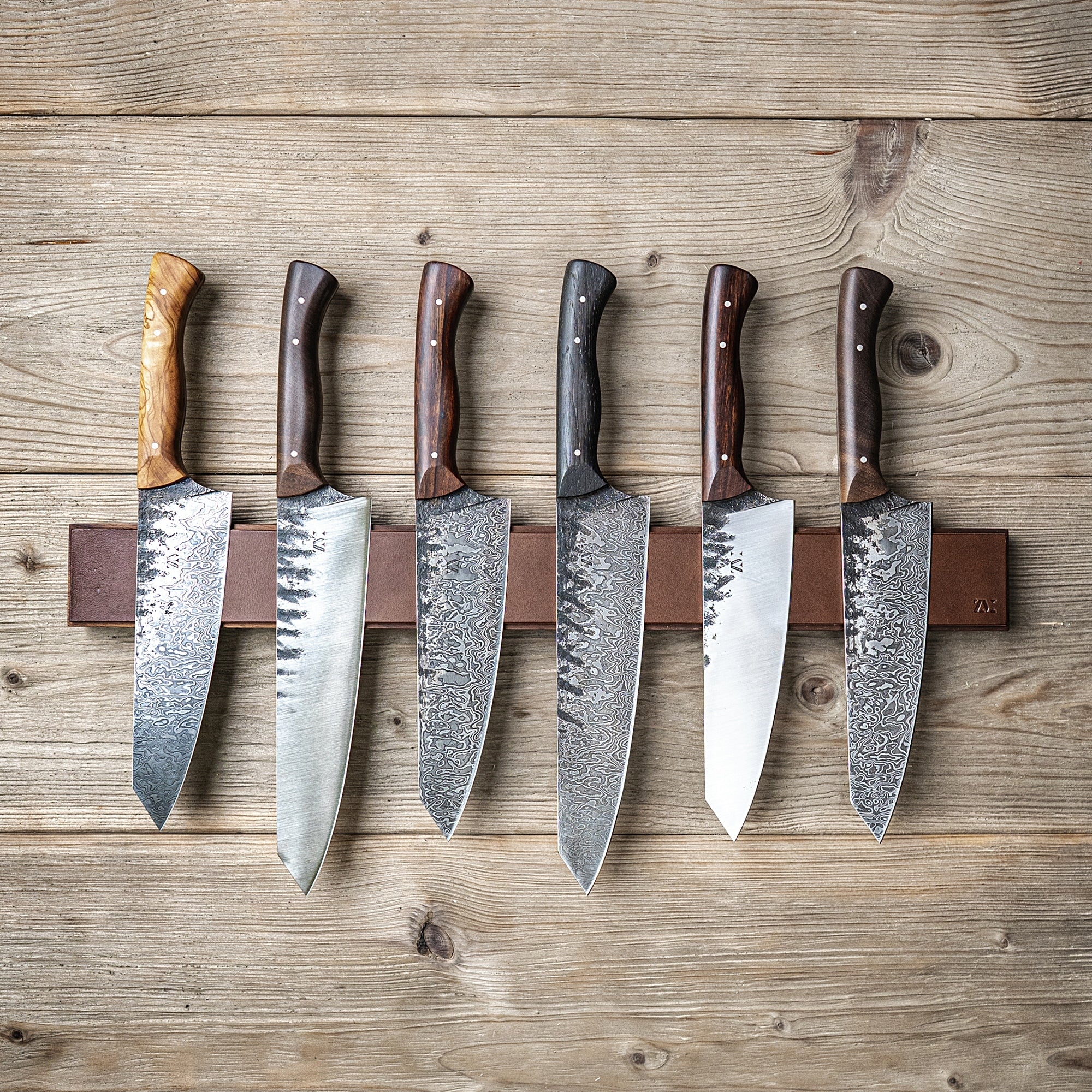 Magnetische Messerleiste Leder dunkelbraun